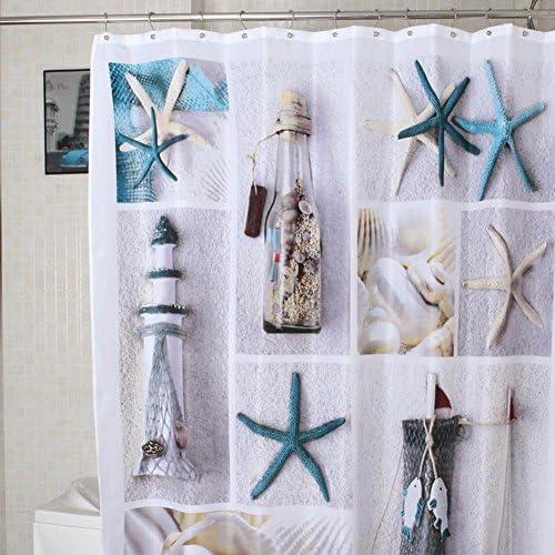 Polyester Terylene Sea Waterproof Bathroom Shower Curtain Thicken Curtan 180 cm*180 cm,Including 12 White Shower Curtain Hooks