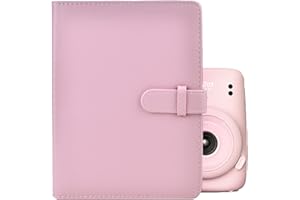 MUZIRI KINOKOO Album photo en cuir synthétique à 256 pochettes pour appareil photo Fuji Instax Mini EVO/Mini 12/11/40/9/8/7+/25/90 Rose