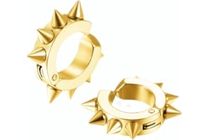 LAFATINA Rivetti Clip su Orecchini a cerchio Set in acciaio inox Spikes Awl Non Piercing Taper Huggie Helix Orecchini di cartilagine