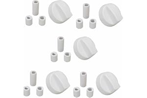 Chriluka Top Knebel Knauf Drehgriff 41,5 mm mit Adaptern Herd Backofen Universal für alle Marken (1, weiß)