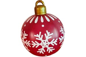 Settoo Bolas De Navidad 60cm, Adornos De Árboles de Navidad Inflables de Bolas de Personalizadas de Navidad Gigantes, para decoración de jardín Adornos Bolas inflables