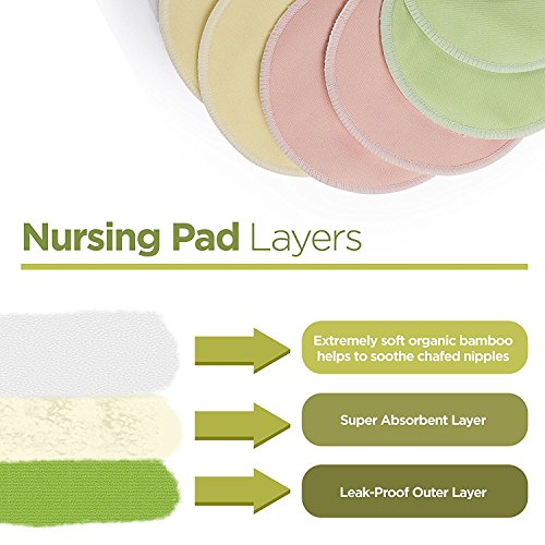 # 1 BEST waschbar Bio Bambus Stilleinlage-8 Pack (4 Paar)-wiederverwendbar Stilleinlagen, BH Pads, auslaufsicher,, wasserdicht, hypoallergen Stillen Pads, absorbierenden Pads, + 2 GRATIS eBooks. - 5