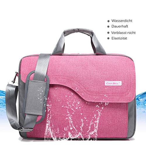 CoolBELL 17 3 Zoll Laptop Tasche Nylon Schultertasche mehrfach Abteil Messenger Bag Handtasche Tablet Aktentasche f  r Laptop   Tablet   Macbook Rosa