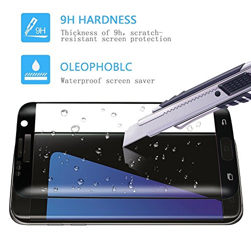OMOYMS Cristal Templado para Samsung Galaxy S7 Edge  Cristal Vidrio Templado Protector para Samsung Galaxy S7 Edge  negro  -  Cobertura Completa   Ajuste Perfecto  - protector pantalla S7 Edge