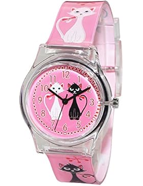 Nette Katze Design Damenuhren Mädchenuhr Lernuhr Resin Armband Armbanduhr