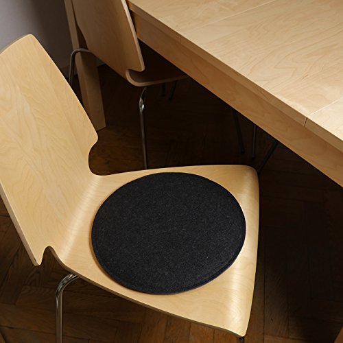 Filz Sitzkissen von filzbrand aus hochwertigem Designfilz (100 % Wolle), rund, 35 cm Durchmesser, zweifarbig: anthrazit/graphit - 3