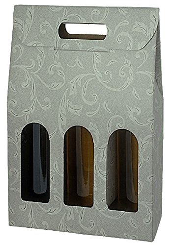 5 x Hochhaus Tragekarton für 3 Flaschen Wein / Sekt Ornamente