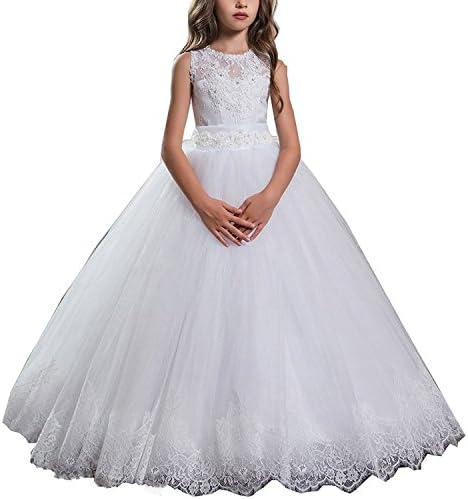 Lace A-line Flower Girl Long Gown Holy First Communion Dress PH011
