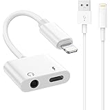 Adattatore e Ricarica per Cuffie per iPhone, [2 in 1] Adattatore per Cuffie da Lightning a 3,5 mm con Cavo di Ricarica Lightn