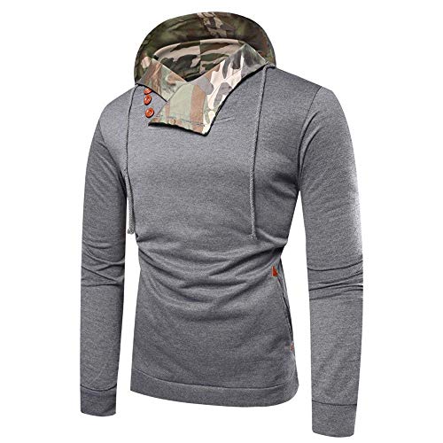 Preisvergleich Produktbild TINGSU Herren Pullover mit Kapuze und langen Ärmeln M grau