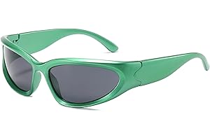 YUELUQU Y2K Wrap Around Sunglasses Men's Women's Futuristic Outdoor Sports Sunshade UV400 Glasses