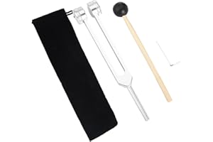 JEIIBRZUI 128 Hz Tuning Fork, Aluminium Alloy Tuning Fork, Health Tool Set with a Silicone Hammer Repair Tool and Black Storage Bag, for Sound Therapy, Perfect Healing, Musical Instrument