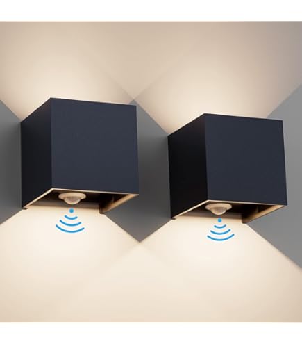 Wandlamp met bewegingsmelder voor buiten, bewegingsmelder, voor binnen, led- wandlamp, 12 W, waterdicht, verstelbare buitenlamp, wandlamp sensor voor tuin/gang/weg, veranda, helder natuurlijk wit