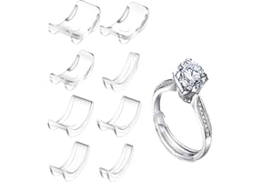 JUNE TECH 8 Pack Ring Size Adjuster,8 Sizes Silicone Transparent Clear Ring Size Adjuster,Invisible Ring Size Adjuster for Loose Rings, Ring Sizer for Men and Women Various Sizes
