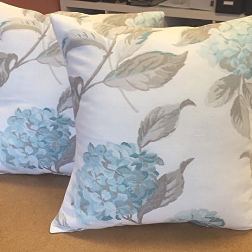 AVONWICK STYLE LAURA ASHLEY HANDMADE 16" REVERSIBLE CUSHION IN HYDRANGEA DUCK EGG FABRIC