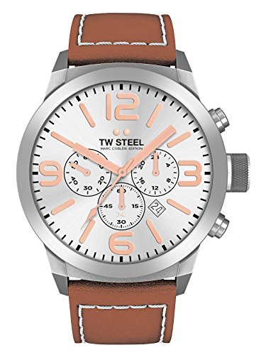 TW Steel Herren Chronograph Quarz Uhr mit Leder Armband TWMC11