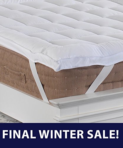 New 5 cm tief King Size Microfaser Matratzenauflage mit Pfirsich Feel Microfaser Gehäuse, Box genäht und elastischen eckgurten aus Lancashire Betten