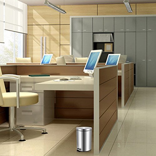 Fortune Candy (TM) rund Schritt Mini Badezimmer Trash kann Edelstahl mit Deckel Schließen passgenau, 0,8 l/3L - 7