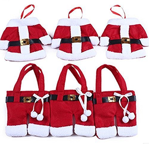 6pcs Santa Suit Christmas Cutlery Holders xmas Table Decoration Place Setting Gift By BWB