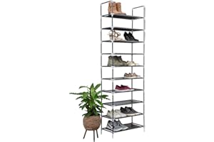 Vivol Deluxe regał na buty XL – półka na 20 par butów – szafka na buty z 10 poziomami – wys. x szer. x gł.: 178 x 56,5 x 27 cm – stojak na buty z regulacją wysokości, wodoodporny