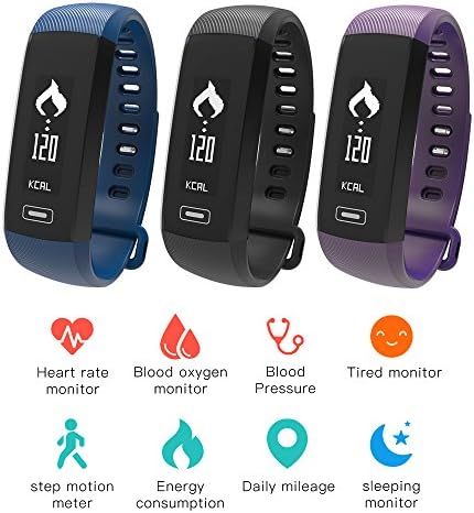 HSW M2 Smart Band Bracelet Watch Bluetooth Smartband Blood Pressure Blood Oxygen Oximeter Heart Rate Monitor Pedometer Fitness Tracker WristBand For IOS Android iPhone Samsung (M2 - Black)