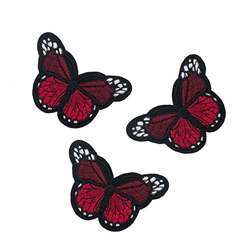 3 Schmetterling Aufbügler, Applikation, 48x70mm, freie Farbwahl, Farbe:dunkelrot