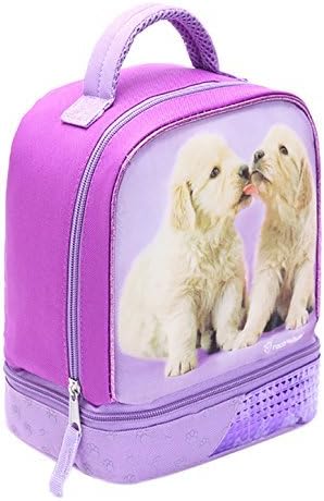Bag Lunch for Kids, Finerolls Double Layer Cartoon Bag for School Lunch Box Outdoor Picnic(Purple)