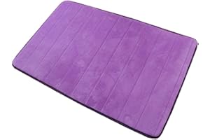 VSUSN Bathroom Mat Non Slip Bath Mat Memory Foam Bathroom Carpet, Microfiber, Rectangle, Absorbent, Easy to clean (Purple, 30 x 50 cm)