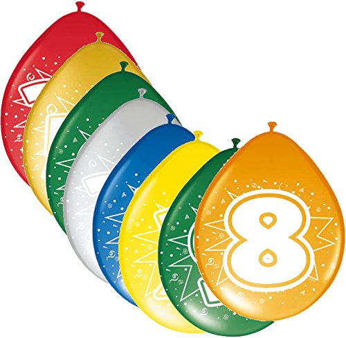 54-teiliges Partydeko Set * ZAHL 8 * für Kindergeburtstag oder 8. Geburtstag mit Girlande, Rotorspiralen, Luftschlangen und vielen Luftballons von CARPETA® - 4