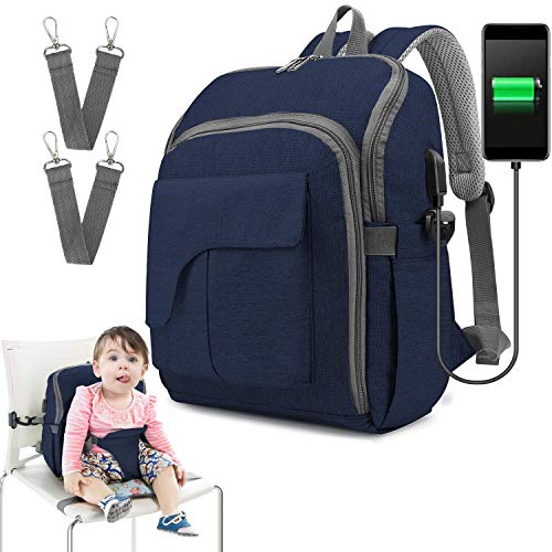 CeeKii Mochilas para Pañales, Bolsa de Pañales para Bebés, Bolso Carro Mamá Viajar Multifuncional Impermeable Asiento para niños Mochilas Carrito Bebe para Pañales y Biberones con USB Puerto