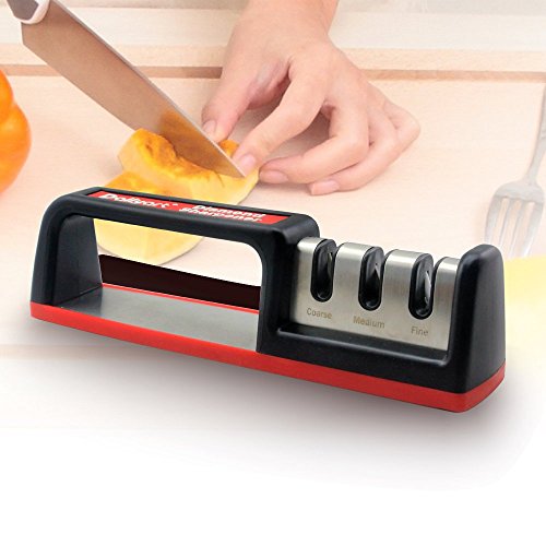 Dailyart® — JYMDS-3K Messerschärfer Messerschleifer Knife Sharpener mit 3 Stufen (Rot) - 7