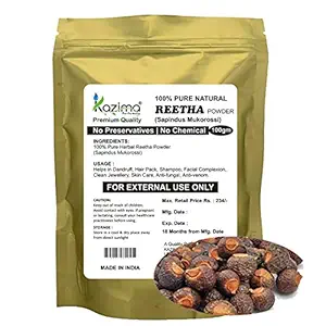 KAZIMA 100% Natural Herbal Reetha Powder for Facial Complexion, Clean Jewellery & Skin Care, 100 g