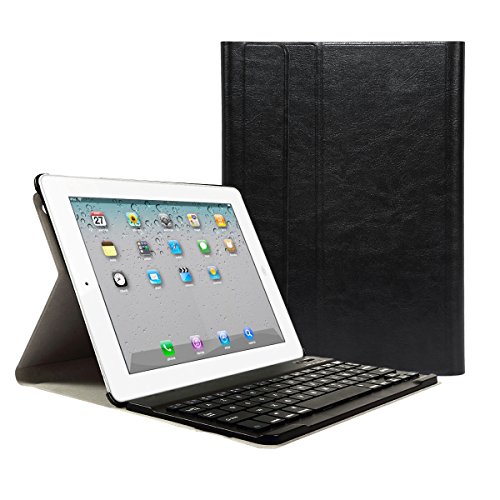iPad 2 3 4 Funda con Teclado Bluetooth ,CoastaCloud iPad 2/3/4 Funda Cubierta Protectora con Teclado Inalambrico QWERTY Español para Apple iPad 2 (A1395 A1396 A1397) ; iPad 3 (A1416 A1430 A1403); iPad 4 (A1458 A1459 A1460)Negro