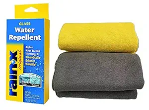 Rain-X 800002243 Glass Treatment Rain Repellent (207 ml) with Additional Microfiber Cloth Double Pack 340 GSM | Size - (40 X 40 cm)