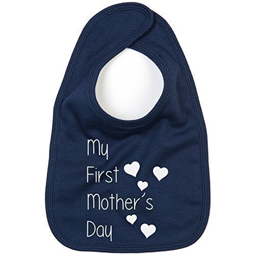 MYOG My First Mothers Day Baby Bib Cute New Dribble Boy Girl Gift Mum Dad Newborn (Navy)