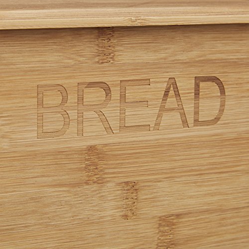 Relaxdays Brotkasten Bambus, Aufdruck BREAD, HxBxT: 20 x 42 x 21,5 cm, Brotbehälter für Brot Brötchen und Kuchen, Holz, Brotaufbewahrung, natur - 6