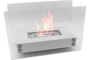 B2C Cheminée au bioéthanol intérieur extérieur camping brûleur en verre Scala, blanc