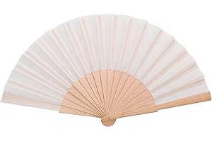 qijiefenCC Faltbare Fächer Handfächer,Fächer Hochzeitsfächer,Chinesische Folding Fans,Bambus Handheld Faltfächer für Geburttag, Party, Wedding, Wand Deko,Weiß