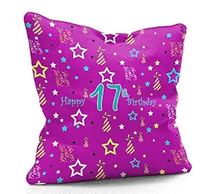 DreamVio Happy 17th Birthday Cushion,Pillow for Gifting on Birthday's of Brother,Sister,Husband,Wife,Spouse,Parents,Father,Mother Color : Purple (12 x 12 inch)