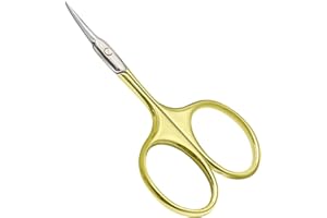 CGBE Forbicine per Cuticole, Forbici per Cuticole Professionale Punta Curva Sottile in Acciaio Inossidabile, Extra Affilate Taglia Cuticole per Rimuovere Pelle Morta e Cuticole, Oro