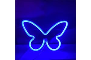 QiaoFei Luces LED de neón de mariposa para colgar luces de neón decorativas USB o funciona con pilas para el hogar, dormitorio, bar, restaurante, Navidad, regalo, decoración de pared (azul)