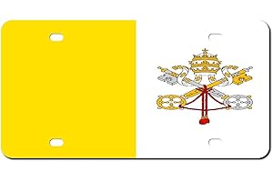 Higoss Marco de matrícula de la bandera del Vaticano, placa de matrícula frontal de metal de aluminio para automóvil, marco decorativo de cubierta de matrícula de 6 x 12 pulgadas