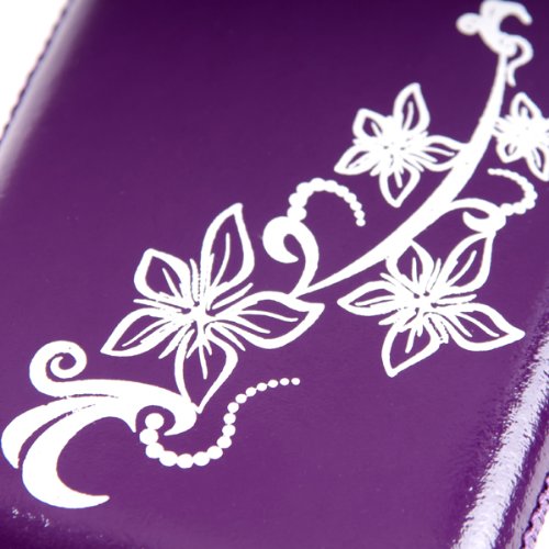 Valenta Etui offen - violett - mit Ausziehlasche und trendigem Blumenprint für Mobistel EL560 Dual SIM