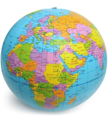 4 Globes Terrestres Gonflables - 16 Pouces (40 Cm) - Multicolore - PVC - Pour École, Cours De Géographie à La Maison