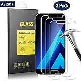 Samsung Galaxy A5 2017 Panzerglas Schutzfolie, Alfort 3 Stück Gehärtetem Glas Panzerfolie Displayschutzfolie für Samsung A5 2017 Anti-Kratz Displayfolie - Bruchsicheres Displayschutz Schutzglas