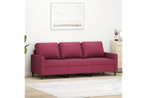IKAYAA Divano 3 posti Moderno in Velluto Divano Moderno con Cuscini Spessi per Il Soggiorno/Camera da Letto/Ufficio-Rosso vino-180 cm