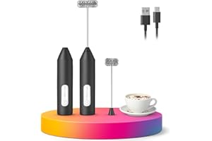 BRITIVA Upgraded 3-Speed USB Rechargeable Electric Milk Frother Handheld, Foam Maker with Stainless Steel Whisk - Drink Mixer for Coffee, Latte, Cappuccino, Matcha, Hot Chocolate - Portable Mini Whisk Wand