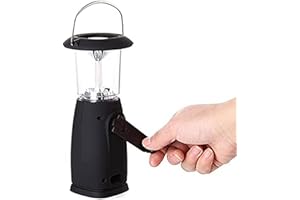 UOTO Solar Hand-Up Crank Dynamo LED Light Lantern Lamp, Wind Up Lamp Dynamo Torch Camping Lamp for Camping Hunting Hiking Sailing Travelling (Black, 1 Pack)