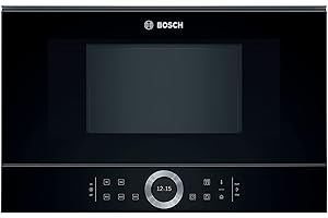 Bosch BFL634GB1 Serie 8 Einbau-Mikrowelle, 38 x 60 cm, 900 W, Türanschlag Links, AutoPilot 7 7 Automatikprogramme, Reinigungsunterstützung, TFT-Touchdisplay, LED-Beleuchtung gleichmäßige Ausleuchtung