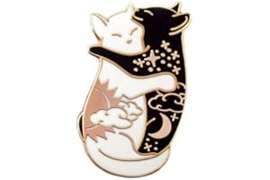 ICFPWR PSL Hugging Black and White Cat Pin Yin and Yang Lapel Brooch Clothing Accessory